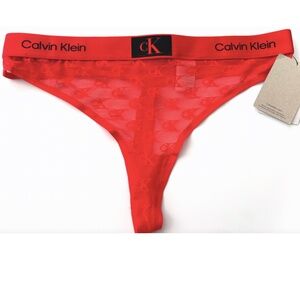 Calvin Klein Nwt Logo Mesh 1996 Modern Thong Panty QF7182_801